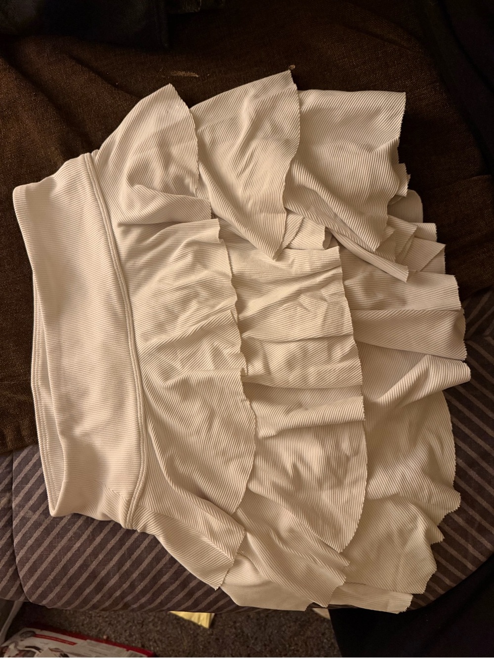 Cream Ruffle Tiered Mini Skirt